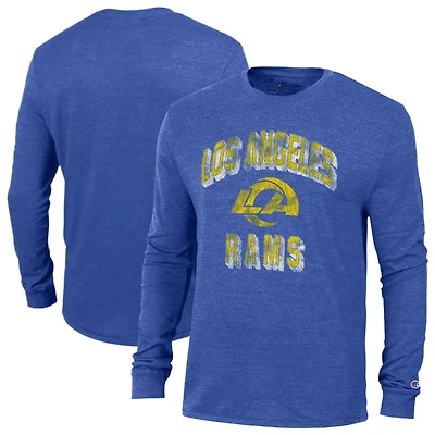 T-shirt à manches longues Champion Royal Los Angeles Rams Ultimate Tri-Blend pour homme