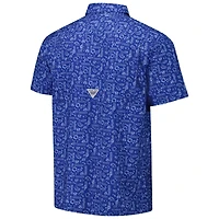 Men's Columbia PFG Royal Los Angeles Rams Super Slack Tide Omni-Wick Button-Up Shirt