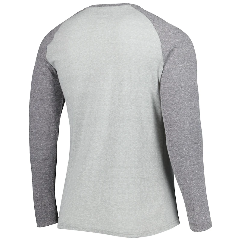 Concepts Sport - T-shirt Henley à manches longues raglan Los Angeles Rams Ledger gris chiné pour homme