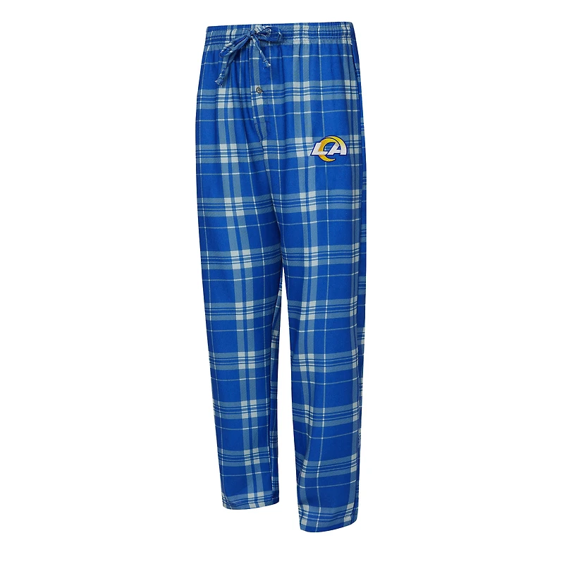 Ensemble t-shirt à manches longues et pantalon carreaux Concepts Sport Royal/Gris chiné Los Angeles Rams pour homme