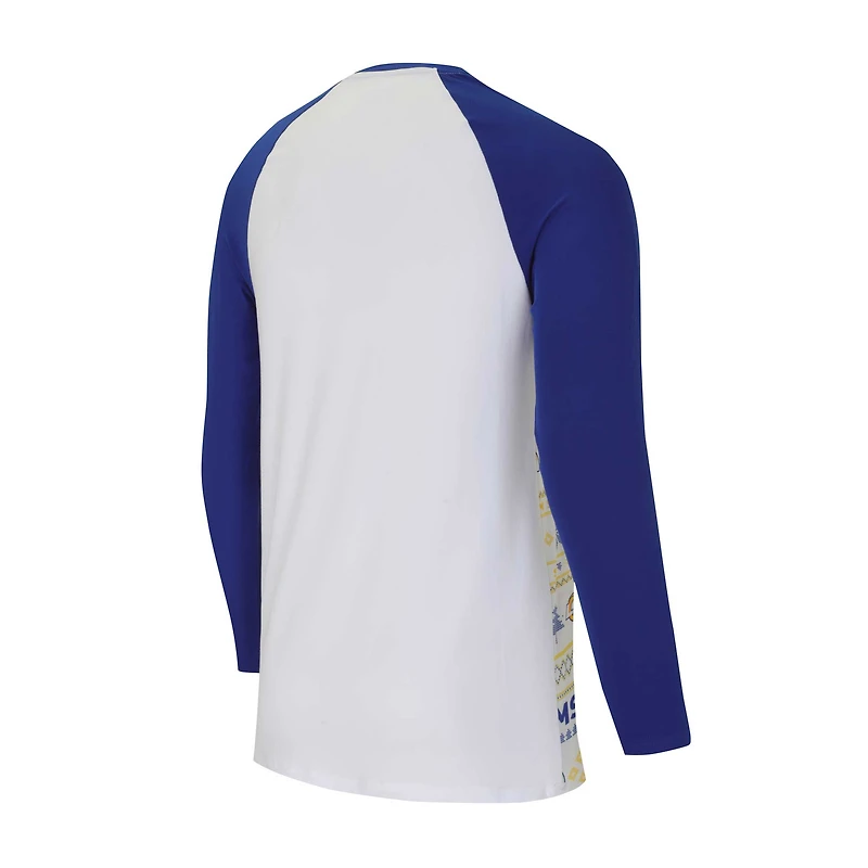 Ensemble de nuit pour homme Concepts Sport blanc/bleu royal Los Angeles Rams Tinsel raglan à manches longues et pantalon