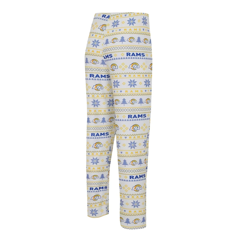 Ensemble de nuit pour homme Concepts Sport blanc/bleu royal Los Angeles Rams Tinsel raglan à manches longues et pantalon