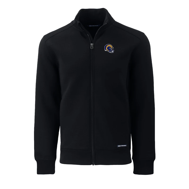 Men's Cutter & Buck Black Los Angeles Rams Helmet Roam Eco Recycled Full-Zip Jacket