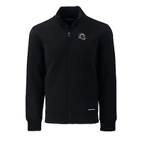 Men's Cutter & Buck Black Los Angeles Rams Helmet Roam Eco Recycled Full-Zip Jacket