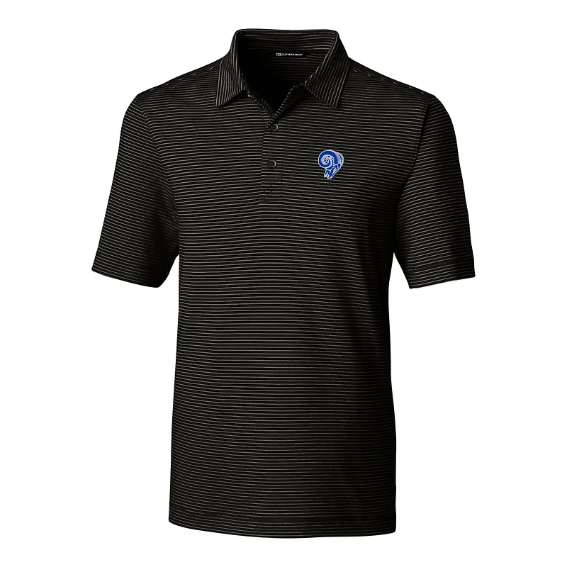 Polo extensible noir à rayures crayon Forge avec logo rétro des Los Angeles Rams pour homme Cutter & Buck