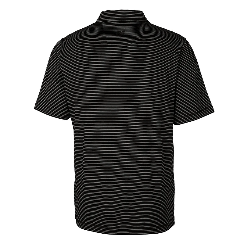 Men's Cutter & Buck Black Los Angeles Rams Throwback Logo Forge Pencil Stripe Stretch Polo