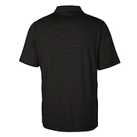 Men's Cutter & Buck Black Los Angeles Rams Throwback Logo Forge Pencil Stripe Stretch Polo