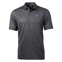 Men's Cutter & Buck Black Los Angeles Rams Throwback Logo Pike Banner Stretch Polo