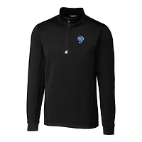 Men's Cutter & Buck Black Los Angeles Rams Throwback Logo Traverse Stretch Quarter-Zip Pullover Top