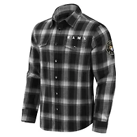 Men's Darius Rucker Collection by Fanatics Black Los Angeles Rams Flannel Plaid Full-Snap Shirt