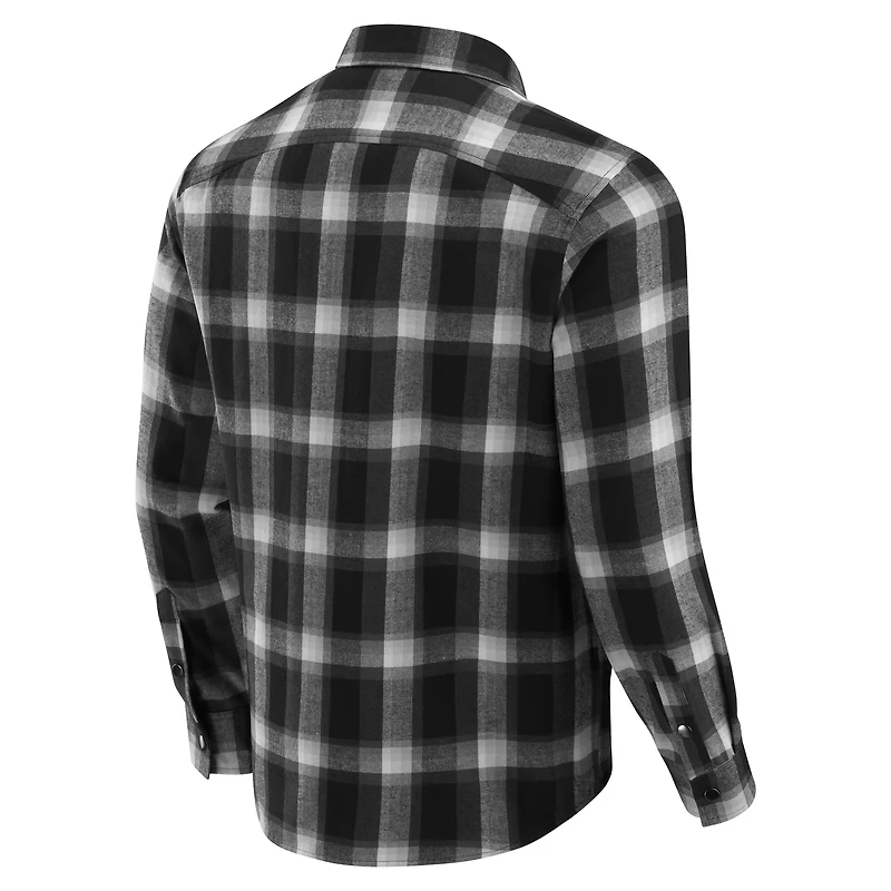 Men's Darius Rucker Collection by Fanatics Black Los Angeles Rams Flannel Plaid Full-Snap Shirt