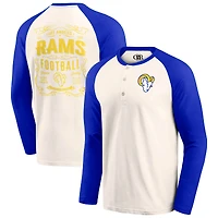 Men's Darius Rucker Collection by Fanatics Cream/Royal Los Angeles Rams Raglan Henley T-Shirt