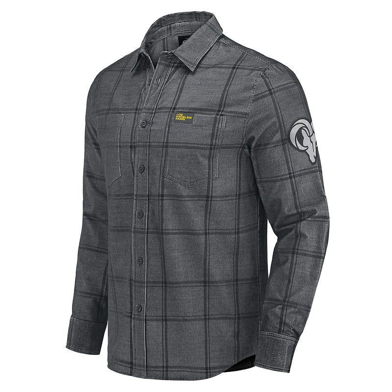 Men's Darius Rucker Collection by Fanatics Gray Los Angeles Rams Micro Corduroy Plaid Button Up Shirt