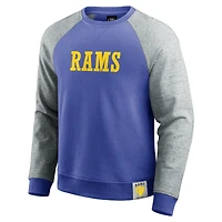 Sweat-shirt à col rond colorblock pour homme de la collection Darius Rucker Fanatics Royal/Heather Grey Los Angeles Rams