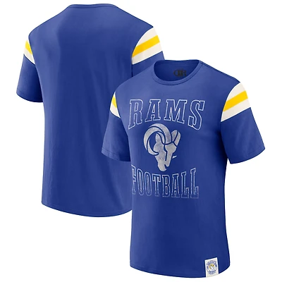 Men's Darius Rucker Collection by Fanatics  Royal Los Angeles Rams Football Stripe Sleeve T-Shirt