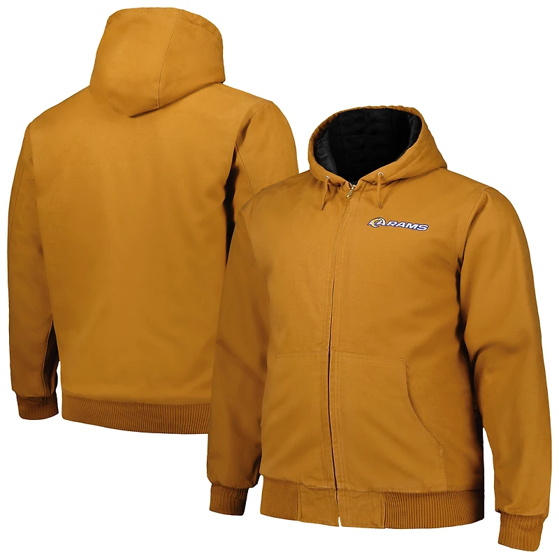 Dunbrooke Tan Los Angeles Rams Big & Tall Dakota Sweat à capuche en toile Veste entièrement zippée