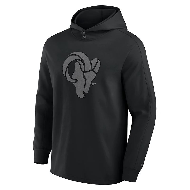 Men's Fanatics Black Los Angeles Rams Elements Blaze Tri-Blend Long Sleeve Hoodie T-Shirt