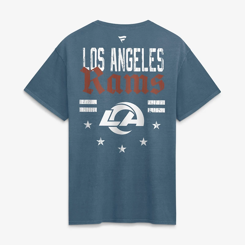 T-shirt Fanatics Blue Los Angeles Rams pour homme, style américain délavé