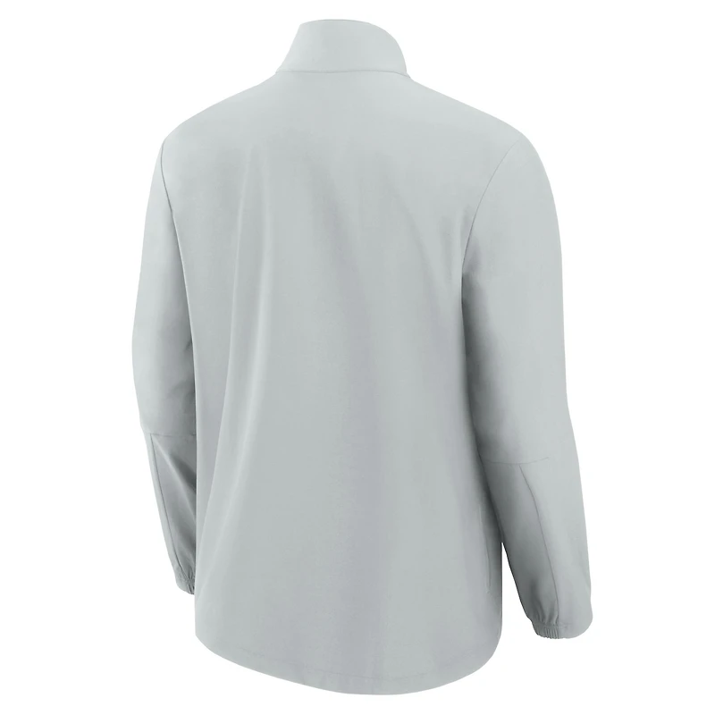 Pull zippé ton sur Fanatics gris pour homme, modèle Front Office Micro des Los Angeles Rams