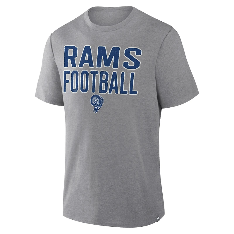 Men's Fanatics Heather Gray Los Angeles Rams First Down Tribute Tri-Blend T-Shirt