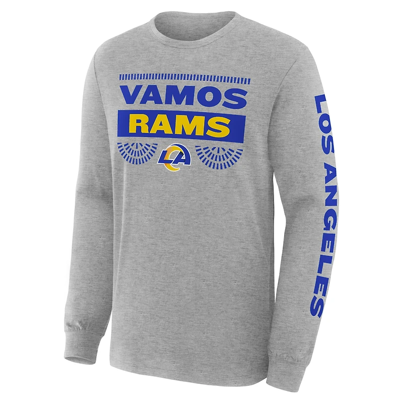 Men's Fanatics Heather Gray Los Angeles Rams Hometown Sweep Legacy Long Sleeve T-Shirt