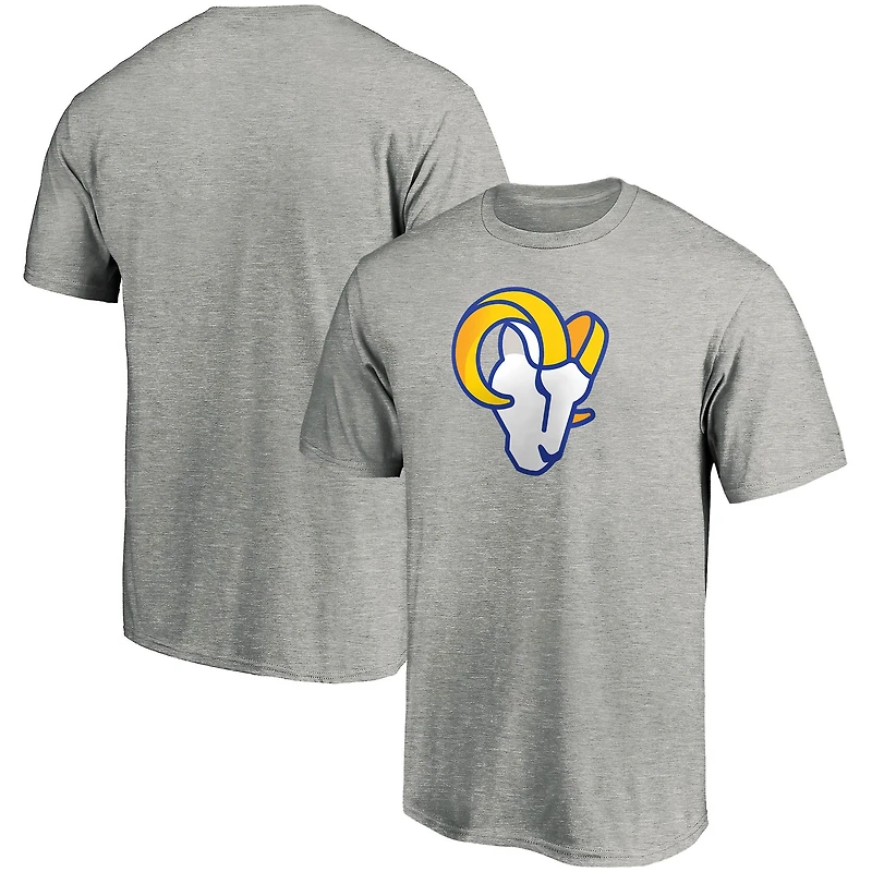 T-shirt Fanatics gris chiné pour homme avec logo principal des Los Angeles Rams