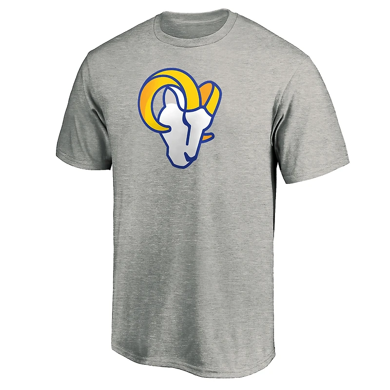 T-shirt Fanatics gris chiné pour homme avec logo principal des Los Angeles Rams