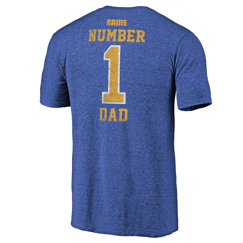 Men's Fanatics Heathered Royal Los Angeles Rams Greatest Dad Retro Tri-Blend T-Shirt