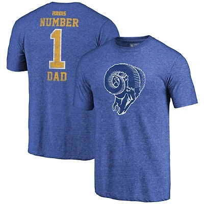 Men's Fanatics Heathered Royal Los Angeles Rams Greatest Dad Retro Tri-Blend T-Shirt