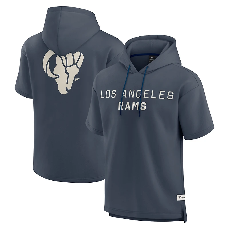 Men's Fanatics Navy Los Angeles Rams Elements Future Ground Lettering Short Sleeve Pullover Hoodie