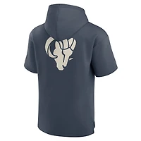 Men's Fanatics Navy Los Angeles Rams Elements Future Ground Lettering Short Sleeve Pullover Hoodie