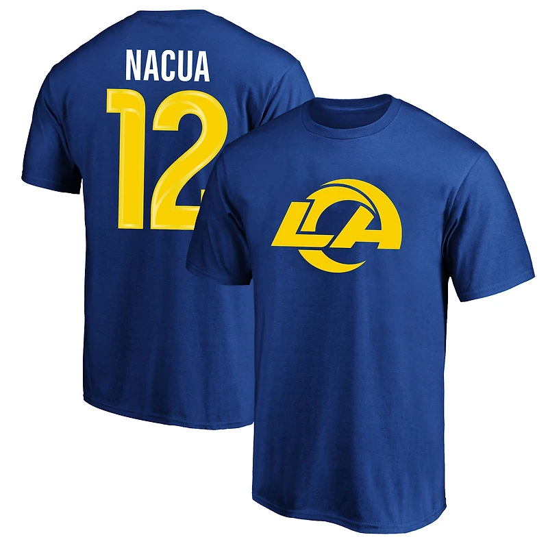 T-shirt Fanatics pour homme, modèle Puka Nacua Royal, Los Angeles Rams, avec nom et numéro du joueur, grandes tailles.