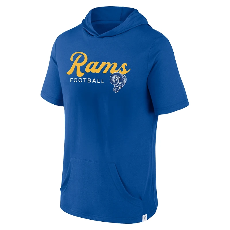 Sweat à capuche manches courtes pour hommes Fanatics Royal Los Angeles Rams Offensive Strategy