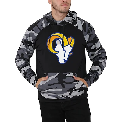 FOCO Los Angeles Rams Raglan noir/camouflage pour homme - Chandail à capuchon