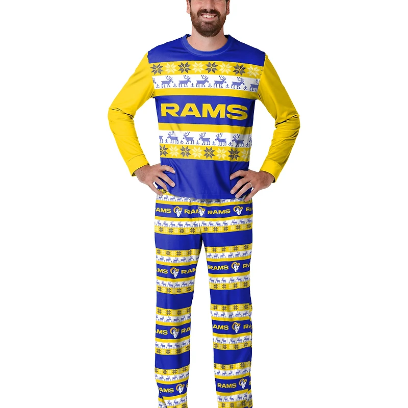 FOCO Royal Los Angeles Rams Wordmark Ugly Ensemble de pyjama pour homme