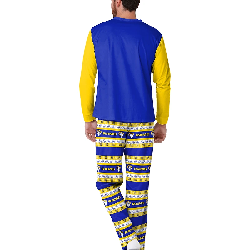 FOCO Royal Los Angeles Rams Wordmark Ugly Ensemble de pyjama pour homme