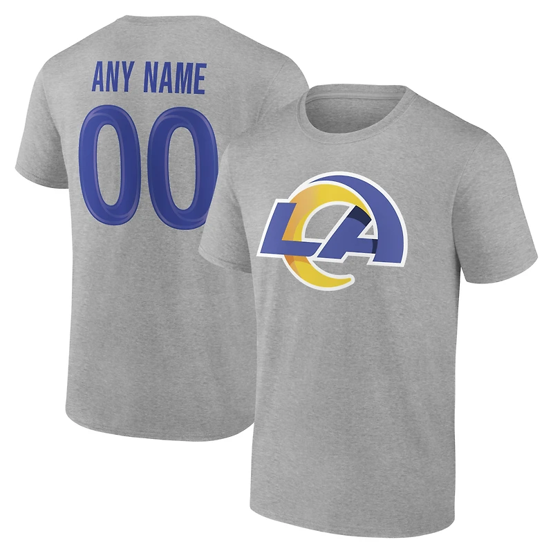 T-shirt gris authentique pour homme des Rams de Los Angeles, personnalisé avec nom et numéro.