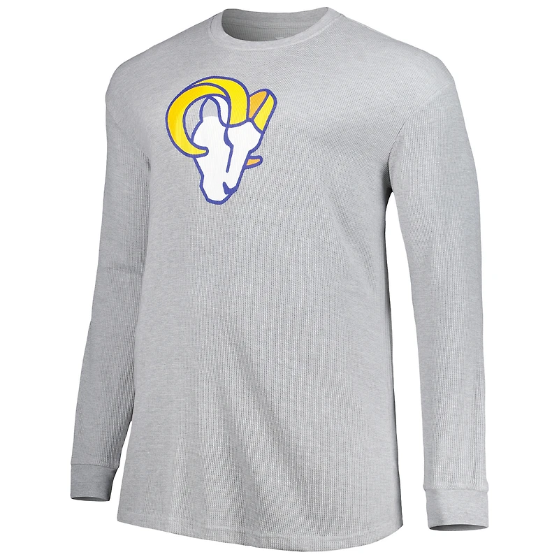 T-shirt thermique à manches longues en tricot gaufré Los Angeles Rams Big & Tall gris chiné pour homme