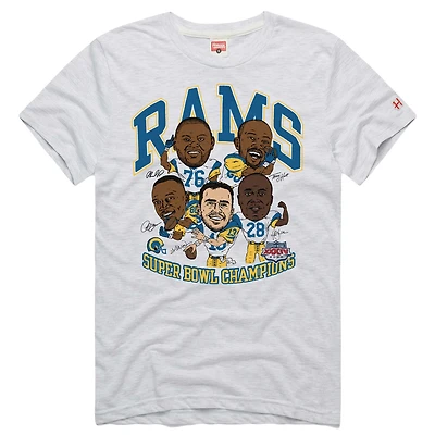 Men's Homage  Ash Los Angeles Rams Super Bowl XXXIV Champs Player Graphic Tri-Blend T-Shirt