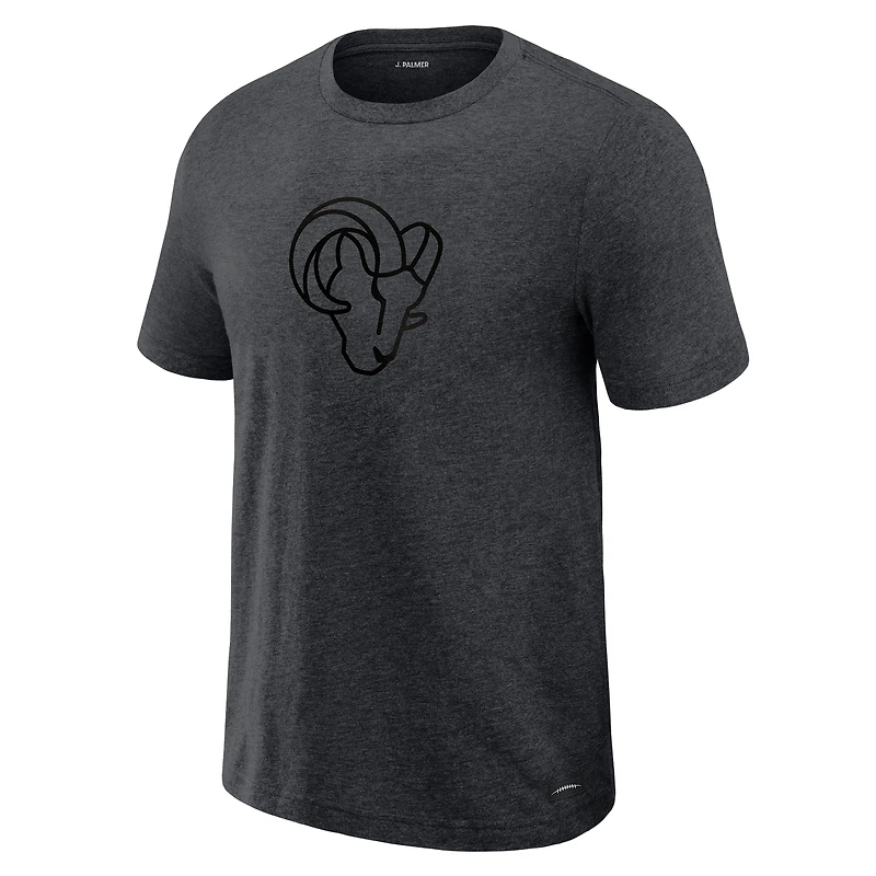 T-shirt J. Palmer graphite pour homme, style lounge des Los Angeles Rams, motif tri-blend