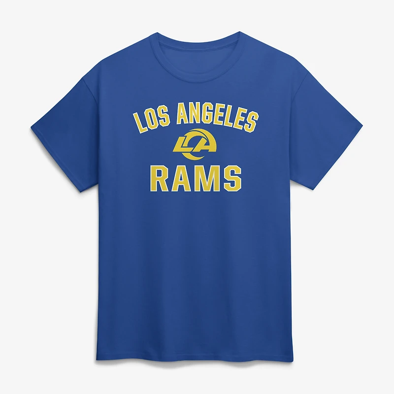 T-shirt homme en coton bleu roi Los Angeles Rams avec logo et arche de la victoire
