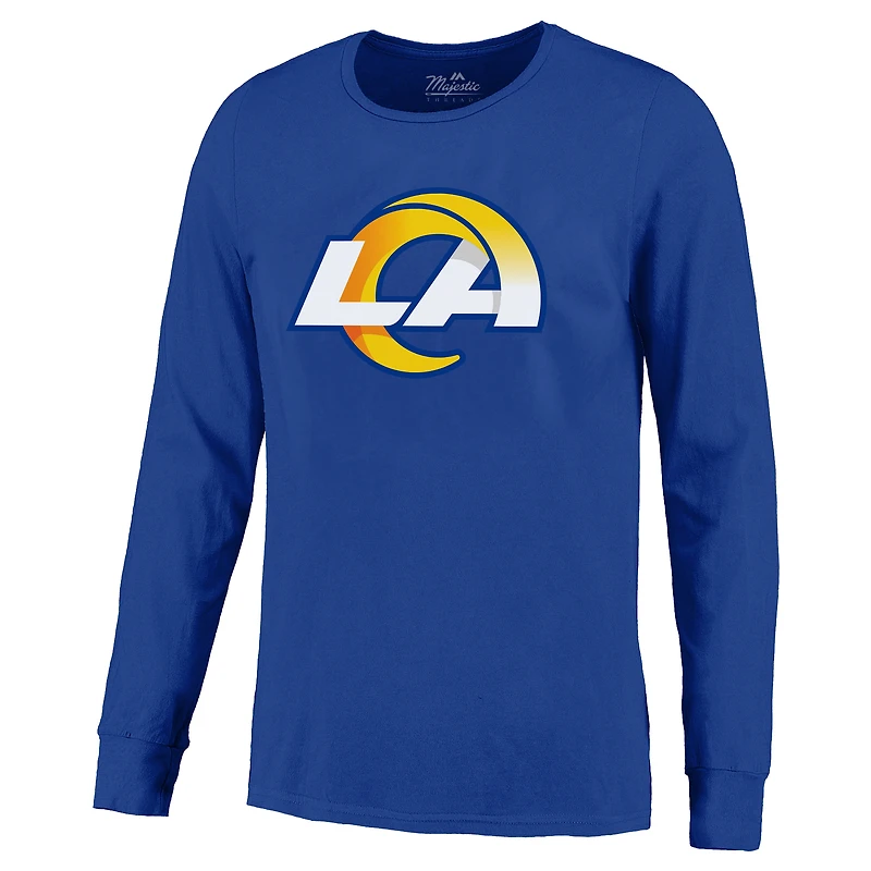 T-shirt à manches longues non vieilli pour homme Majestic Threads Puka Nacua Royal Los Angeles Rams avec nom et numéro