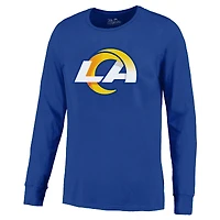 T-shirt à manches longues non vieilli pour homme Majestic Threads Puka Nacua Royal Los Angeles Rams avec nom et numéro