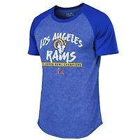 Men's Majestic Threads Royal Los Angeles Rams 2-Time Super Bowl Champions Tri-Blend Raglan T-Shirt