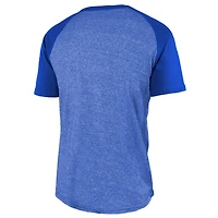 Men's Majestic Threads Royal Los Angeles Rams 2-Time Super Bowl Champions Tri-Blend Raglan T-Shirt