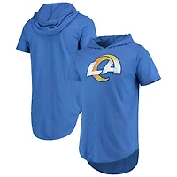 Majestic Threads Royal Los Angeles Rams T-shirt à capuche en trois mélanges avec logo principal pour homme