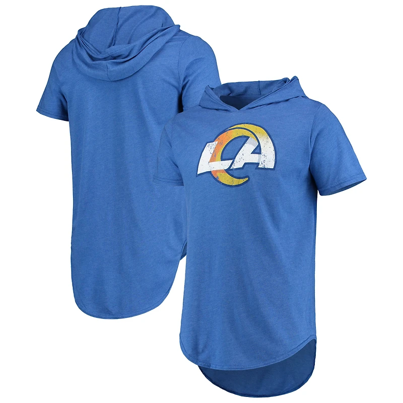 Majestic Threads Royal Los Angeles Rams T-shirt à capuche en trois mélanges avec logo principal pour homme