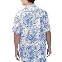 Men's Margaritaville Royal Los Angeles Rams Sandwashed Monstera Print Party Button-Up Shirt