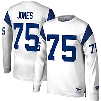 Men's Mitchell & Ness Deacon Jones White Los Angeles Rams Throwback Retired Player Name Number Long Sleeve Top