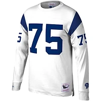 Haut à manches longues blanc Mitchell & Ness Deacon Jones des Rams de Los Angeles Throwback pour hommes, nom et numéro du joueur retraité